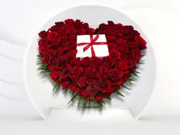 Heart of flowers and chocolate